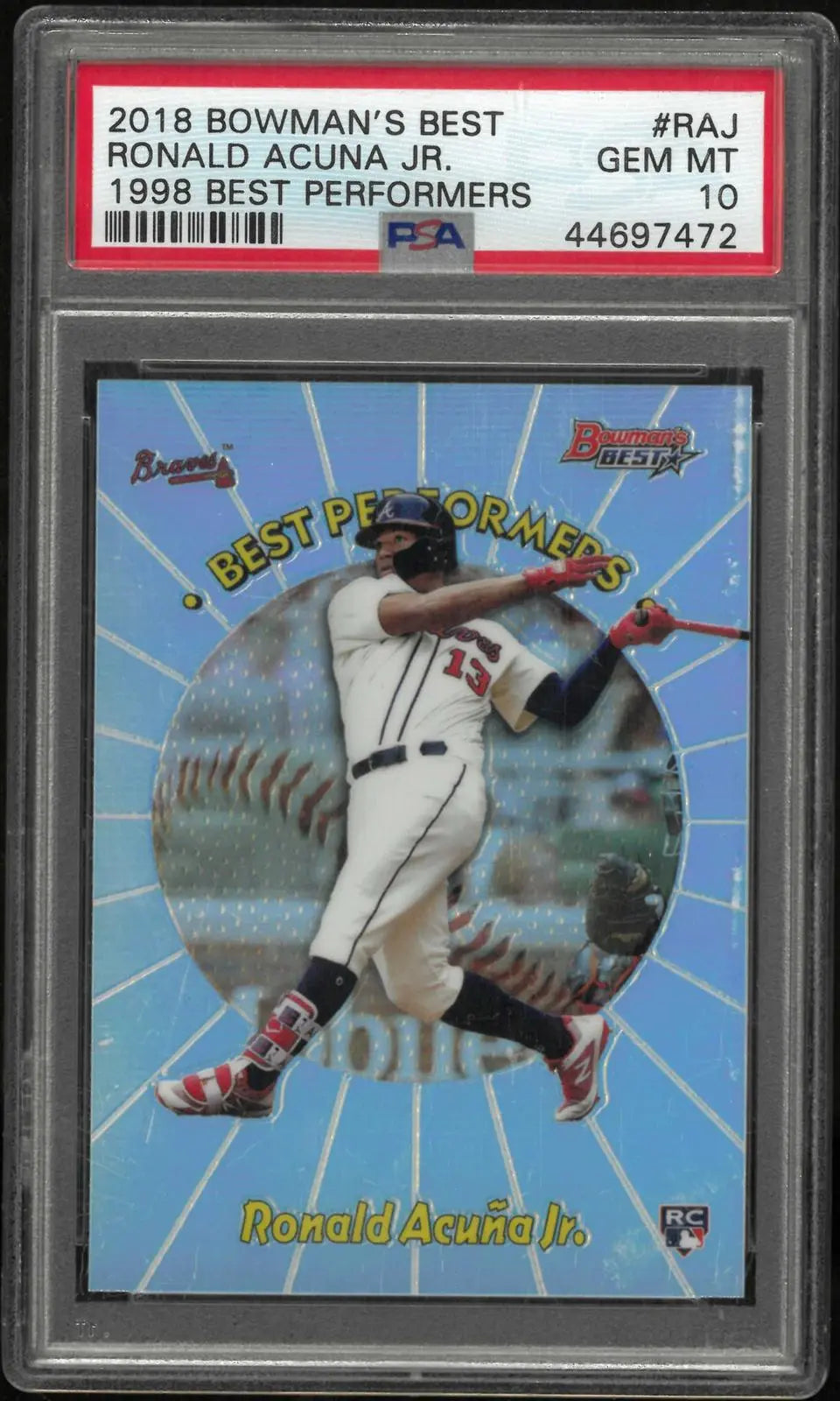 2018 Bowman's Best 1998 Best Performers Rookie Ronald Acuna Jr. RC PSA 10 