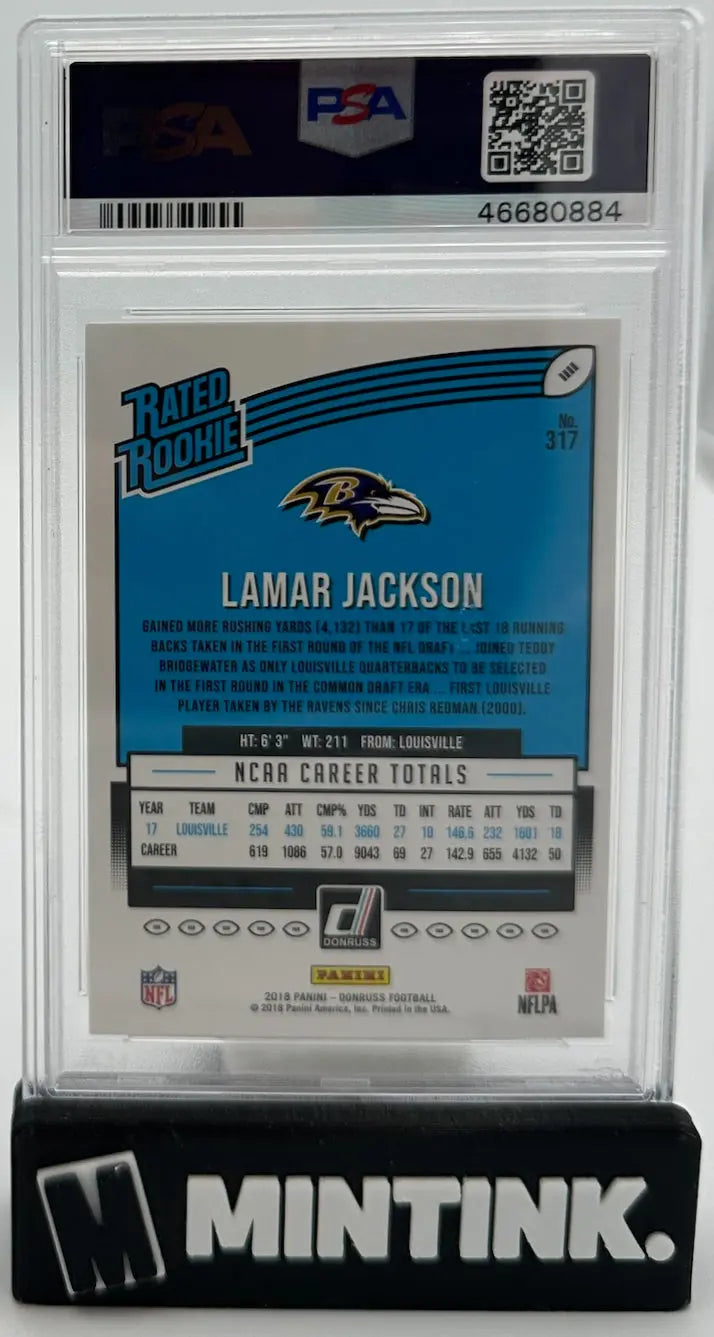 2018 Donruss Football Rated Rookie Lamar Jackson RC PSA 9 