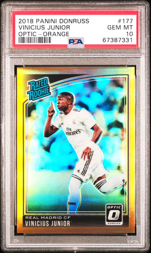 2018 Donruss Optic Soccer Vinicius Junior Rated Rookie RC Orange PSA 10 1/99 