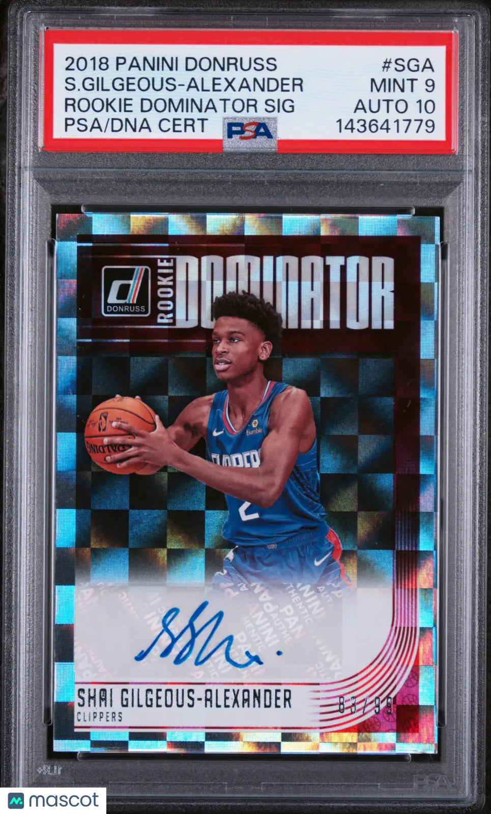 2018 Donruss Rookie Dominator Signatures Auto S. Gilgeous-Alexander PSA 9 /99 
