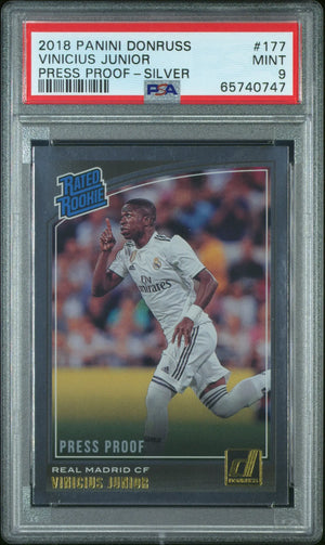 2018 Donruss Soccer Vinicius Junior Rated Rookie RC Press Proof Silver PSA 9 