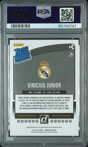 2018 Donruss Soccer Vinicius Junior Rated Rookie RC Press Proof Silver PSA 9 