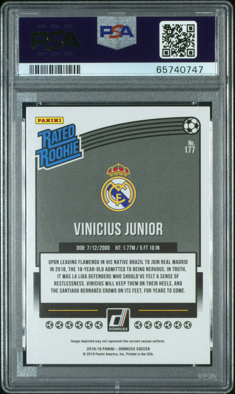 2018 Donruss Soccer Vinicius Junior Rated Rookie RC Press Proof Silver PSA 9 