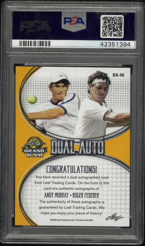 2018 Leaf Grand Slam Tennis Dual Auto Murray Federer Blue PSA 10 /4 
