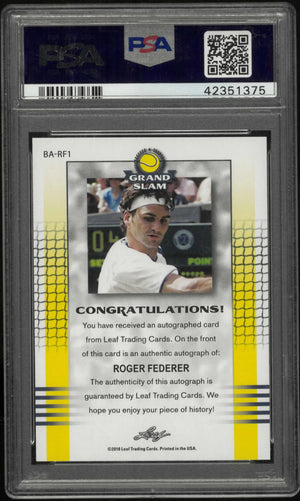 2018 Leaf Grand Slam Tennis Roger Federer Auto Blue PSA 10 /5 