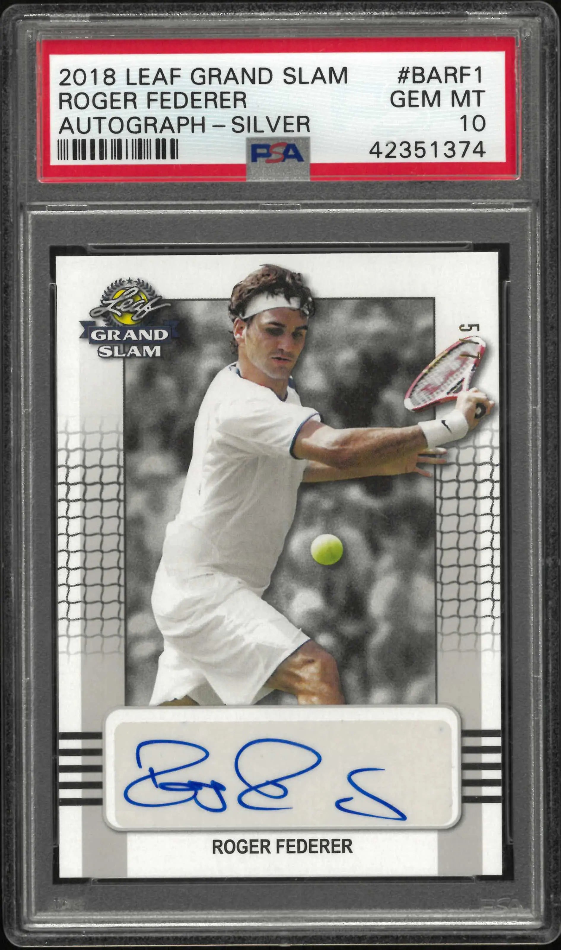 2018 Leaf Grand Slam Tennis Roger Federer Auto Silver PSA 10 /7 