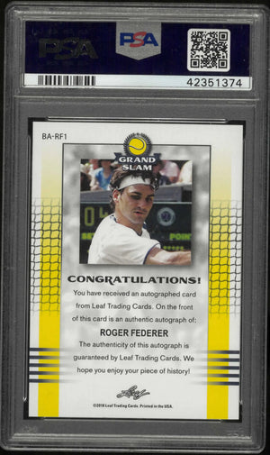 2018 Leaf Grand Slam Tennis Roger Federer Auto Silver PSA 10 /7 