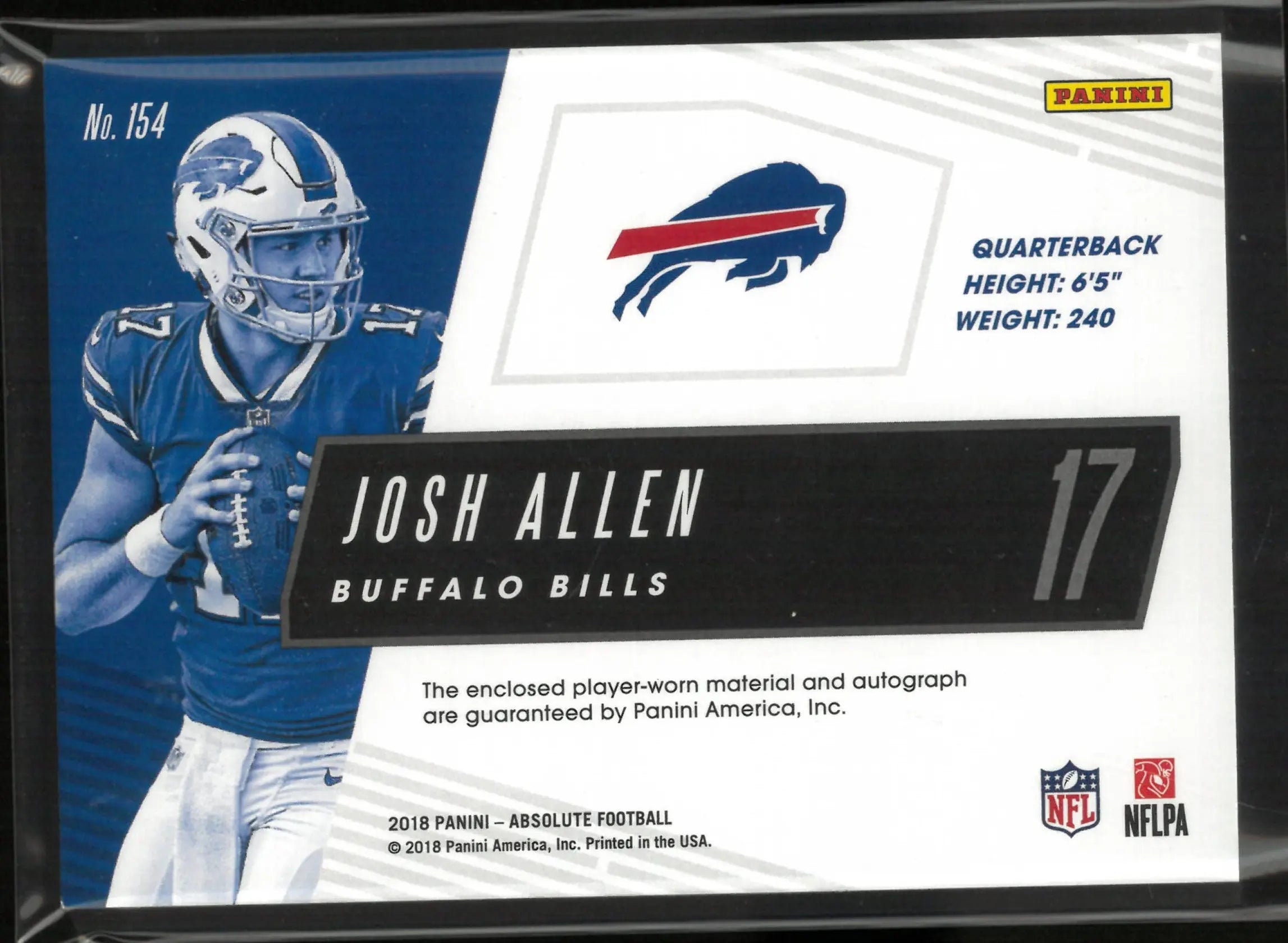 2018 Panini Absolute Rookie Patch Autograph Josh Allen Auto /99 RC 
