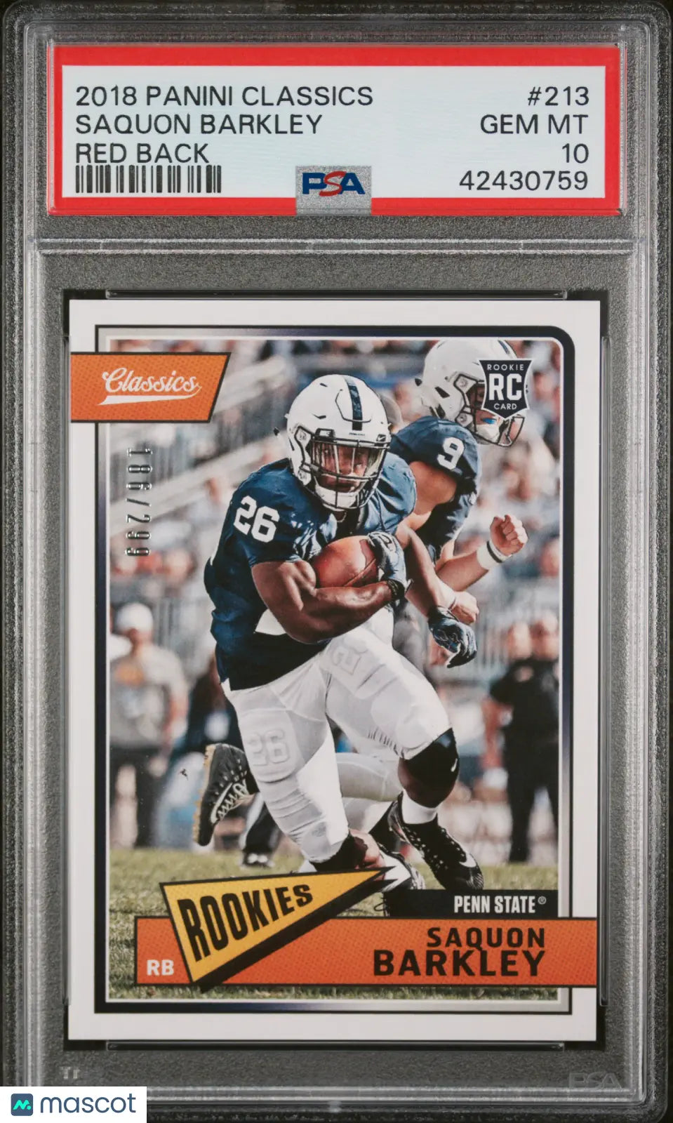 2018 Panini Classics Football Saquon Barkley RC Rookie Red Back PSA 10 /299 