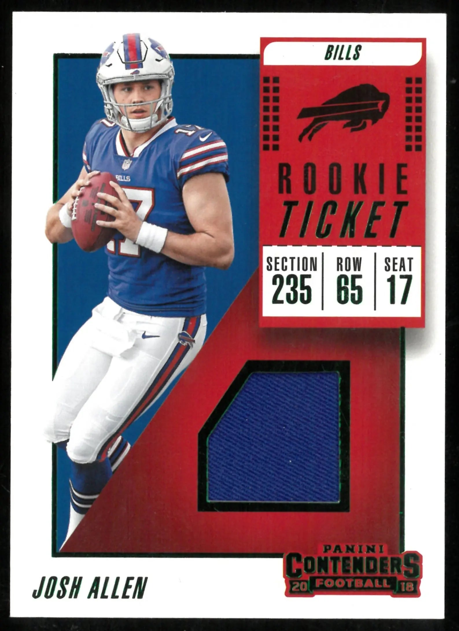 2018 Panini Contenders Green Rookie Ticket Patch Josh Allen 