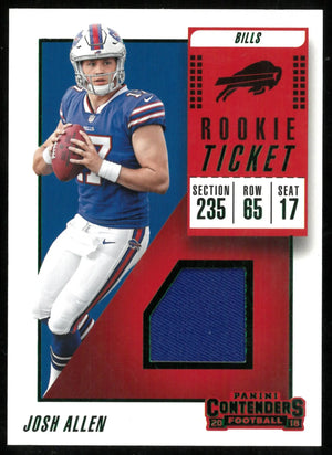 2018 Panini Contenders Green Rookie Ticket Patch Josh Allen 