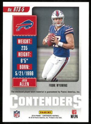 2018 Panini Contenders Green Rookie Ticket Patch Josh Allen 