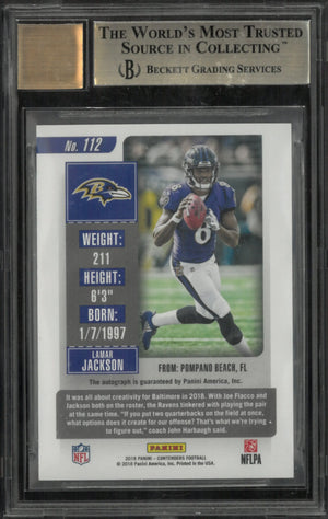 2018 Panini Contenders Lamar Jackson RC Rookie Ticket Auto BGS 9.5 Auto 10 