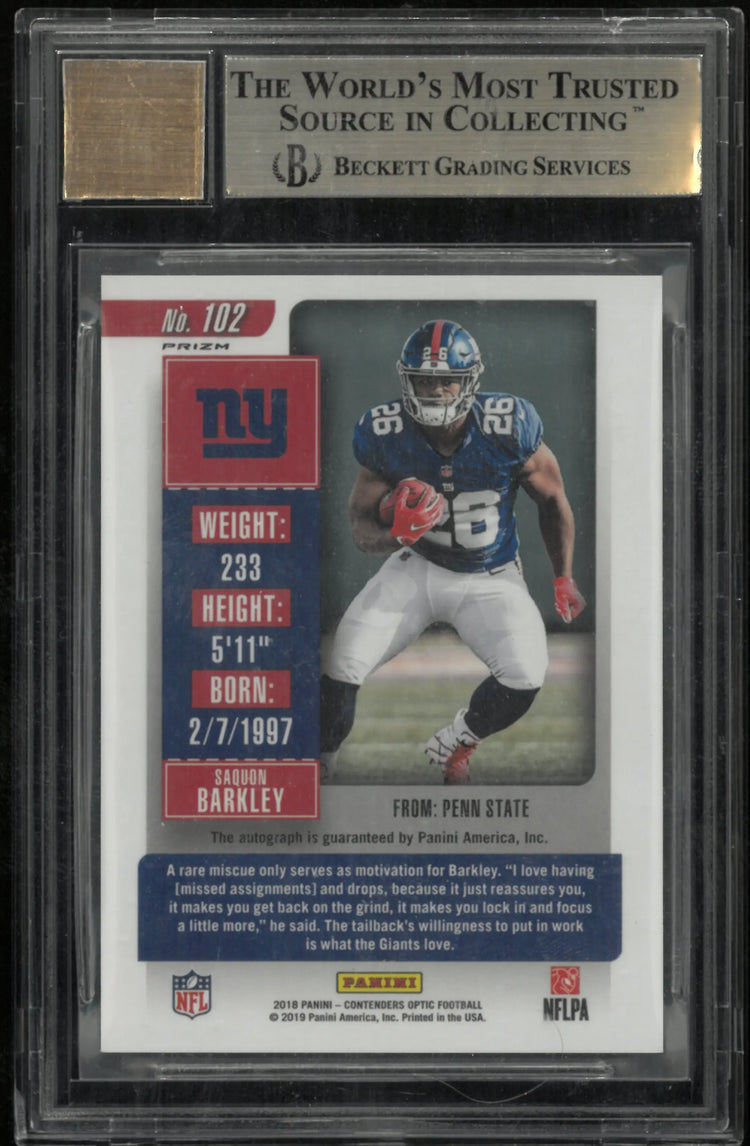 2018 Panini Contenders Optic Saquon Barkley RC Rookie Ticket Auto BGS 9.5 