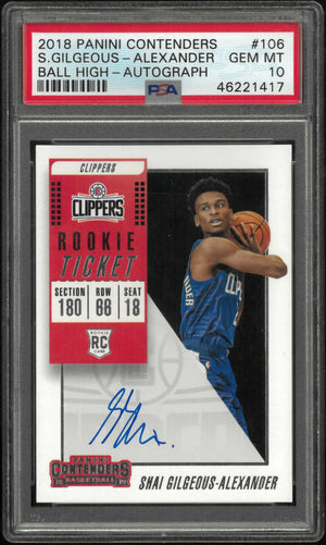 2018 Panini Contenders Rookie Auto Shai Gilgeous-Alexander Variation RC PSA 10 
