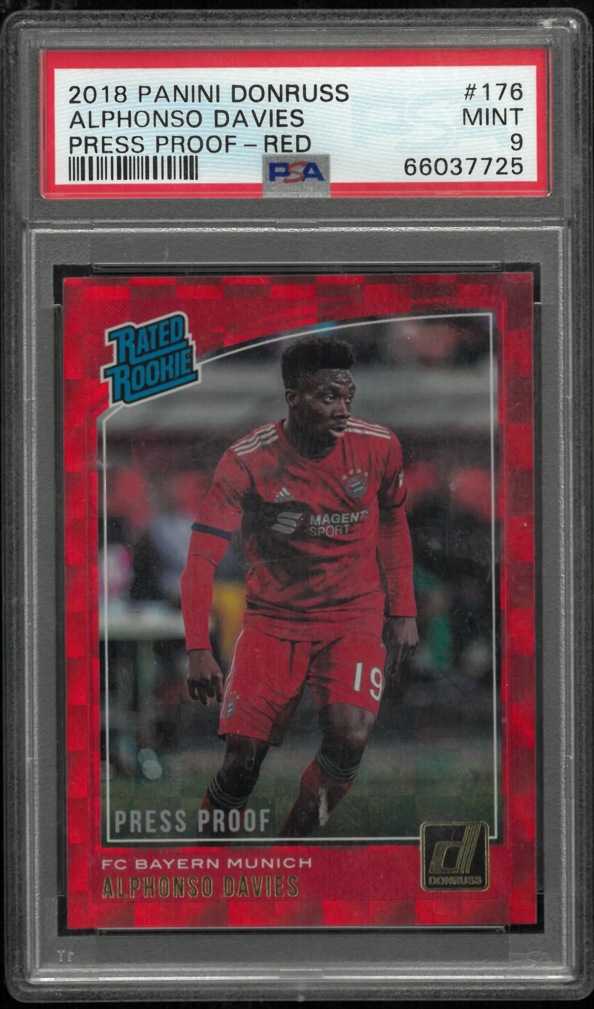 2018 Panini Donruss Alphonso Davies #176 Press Proof Red PSA 9 