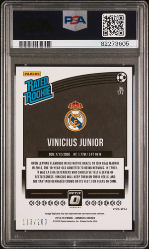 2018 Panini Donruss Optic Green Velocity Rated Rookie Vinicius Junior /200 PSA 9 