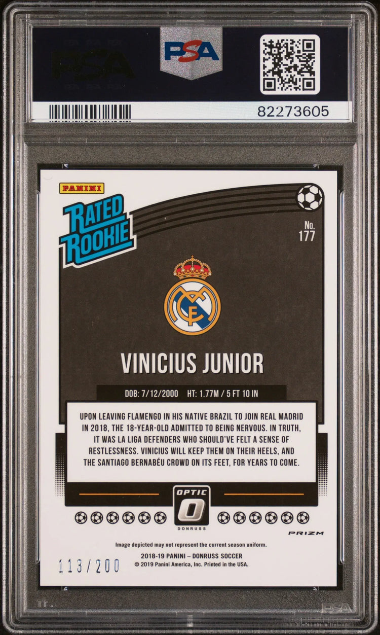2018 Panini Donruss Optic Green Velocity Rated Rookie Vinicius Junior /200 PSA 9 