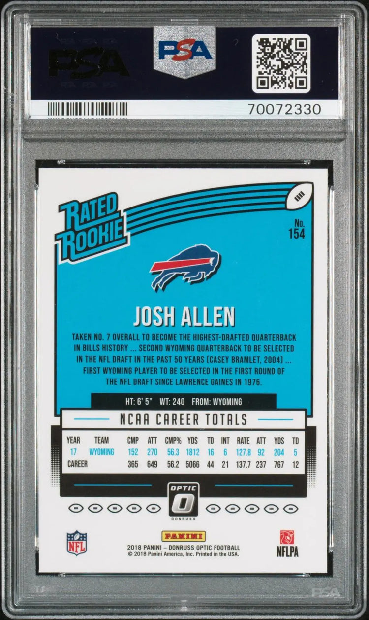 2018 Panini Donruss Optic Rated Rookie Josh Allen RC PSA 9 