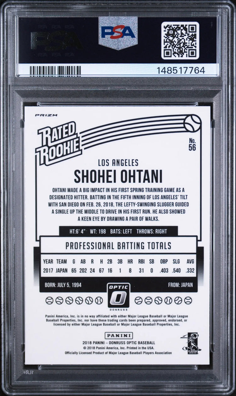 2018 Panini Donruss Optic Rated Rookie Shohei Ohtani Pink RC PSA 9 