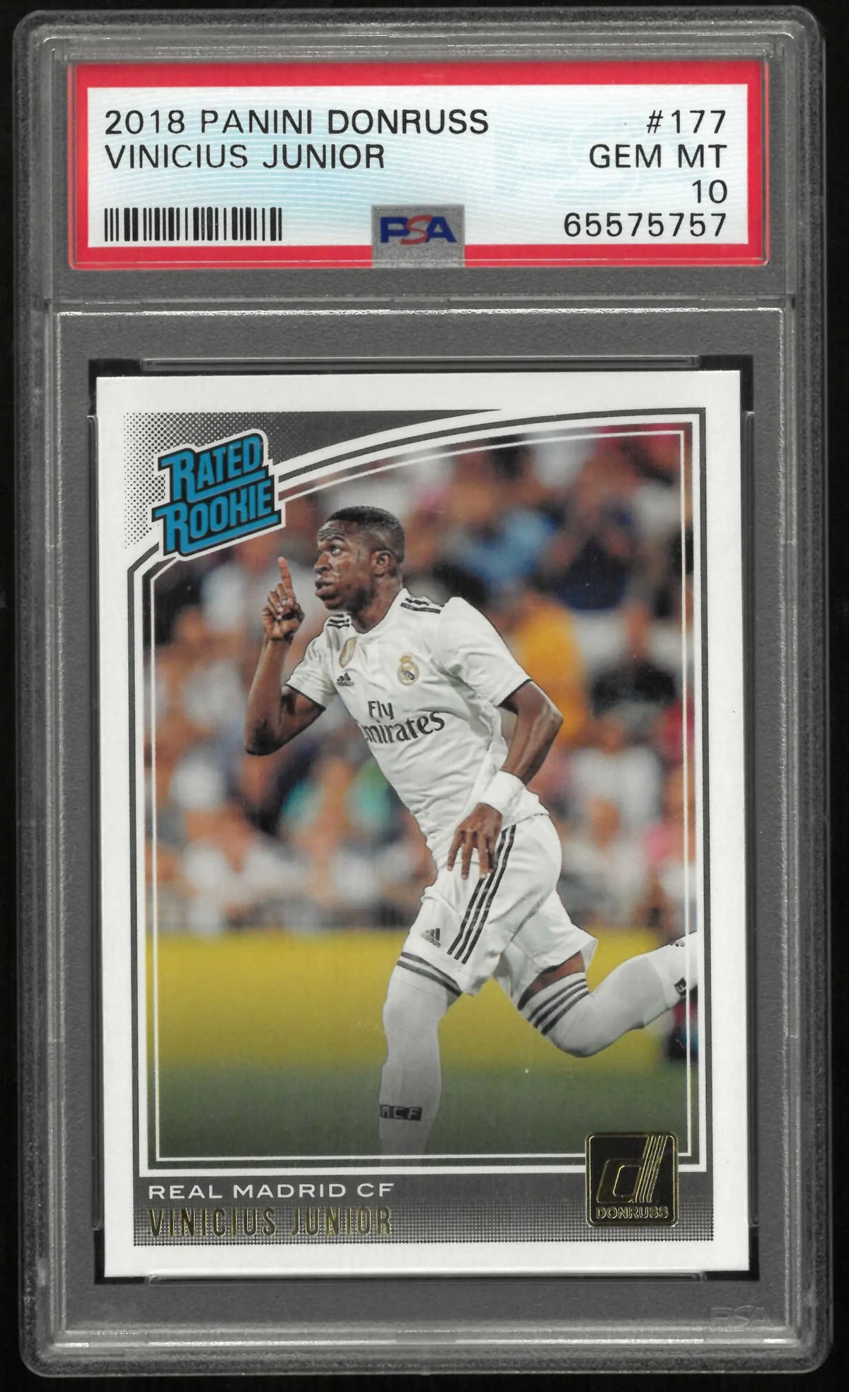2018 Panini Donruss Rated Rookie Vinicius Junior RC PSA 10 