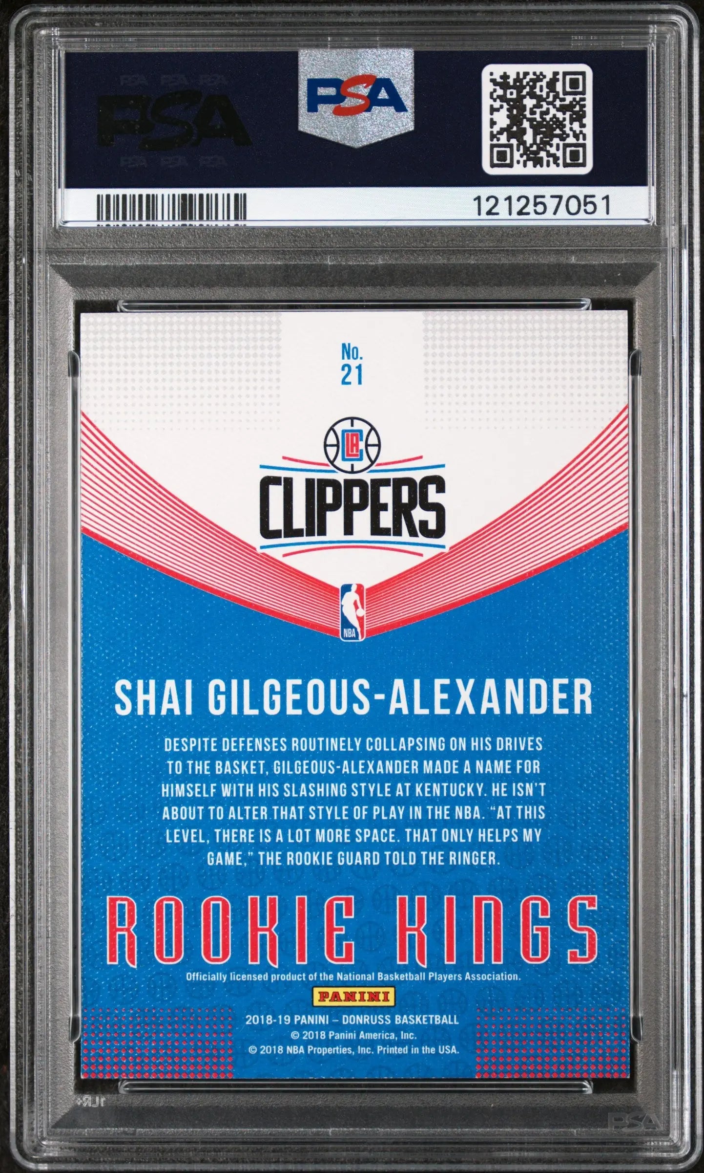 2018 Panini Donruss Rookie Kings S. Gilgeous-Alexander RC Rookie #21 PSA 9 