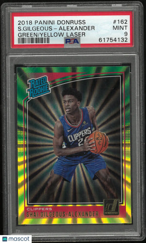 2018 Panini Donruss S. Gilgeous-Alexander 162 Green Yellow Laser Rookie RC PSA 9 