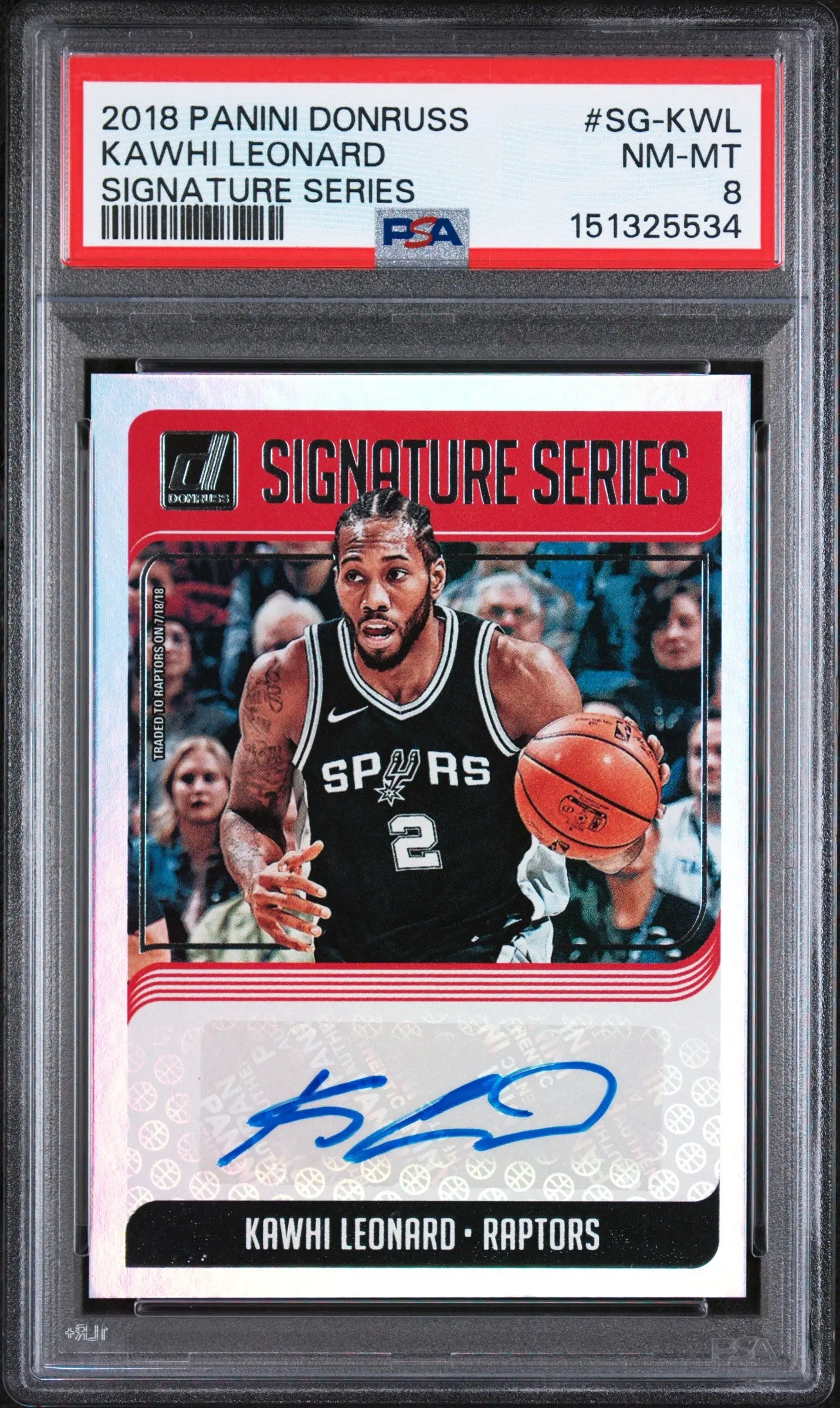 2018 Panini Donruss Signature Series Kawhi Leonard Autograph Auto PSA 8 
