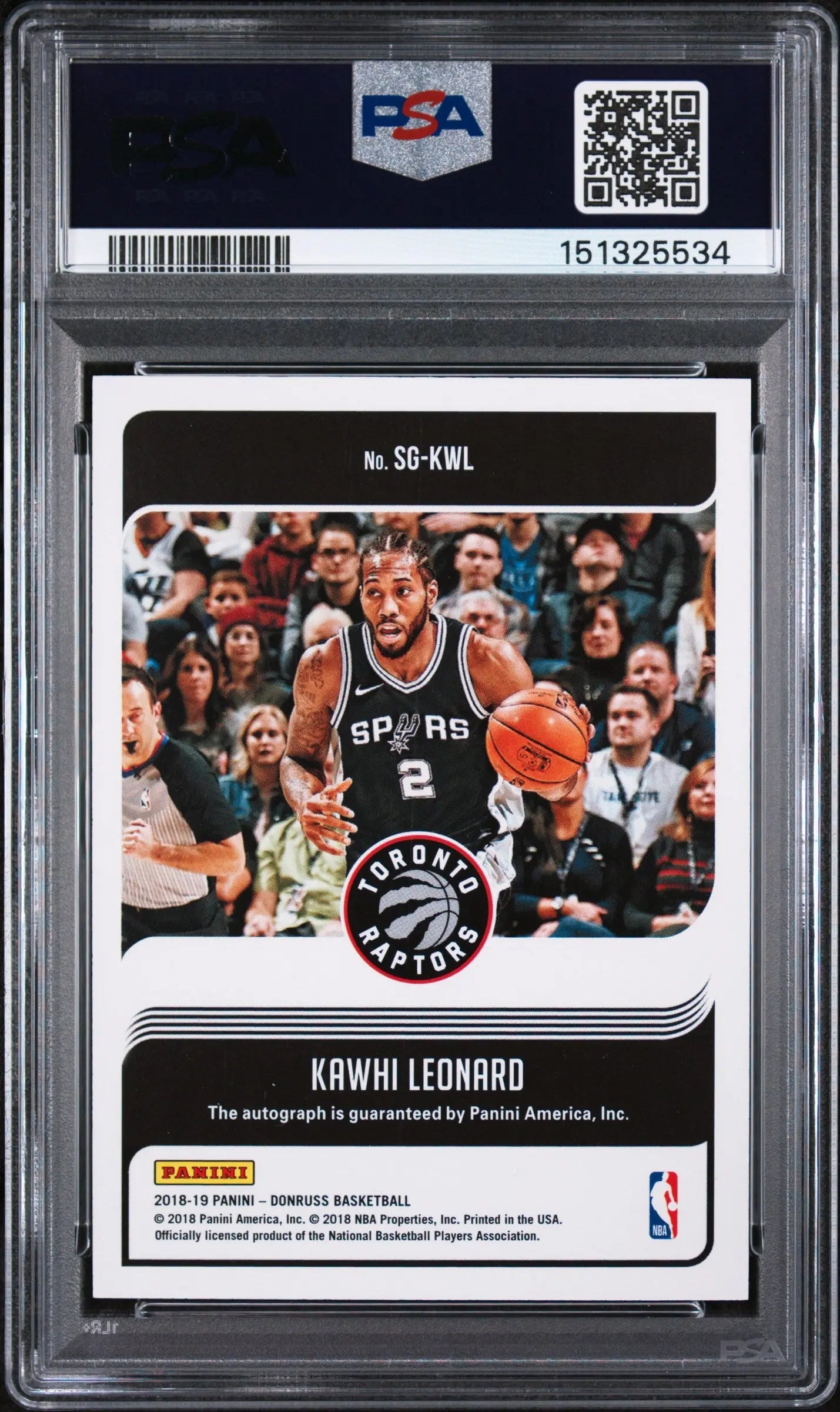 2018 Panini Donruss Signature Series Kawhi Leonard Autograph Auto PSA 8 