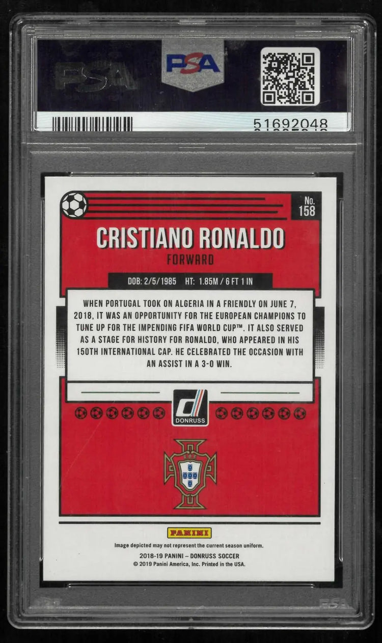 2018 Panini Donruss Soccer Cristiano Ronaldo Press Proof Green PSA 10 