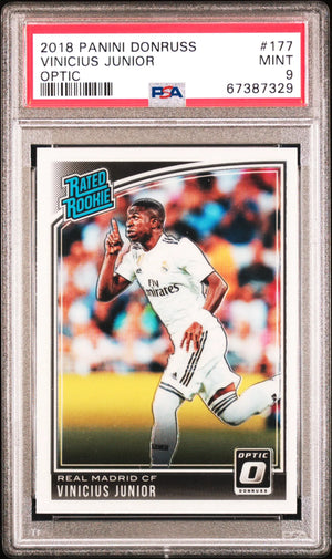 2018 Panini Donruss Soccer Vinicius Junior Rated Rookie RC Optic PSA 9 