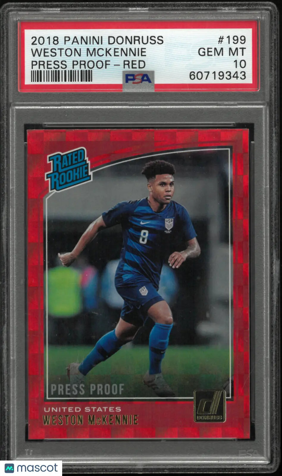 2018 Panini Donruss Weston Mckennie #199 Press Proof Red PSA 10 