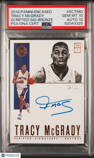 2018 Panini Encased Scripted Signatures Tracy Mcgrady Bronze /12 PSA 10 Auto 10 