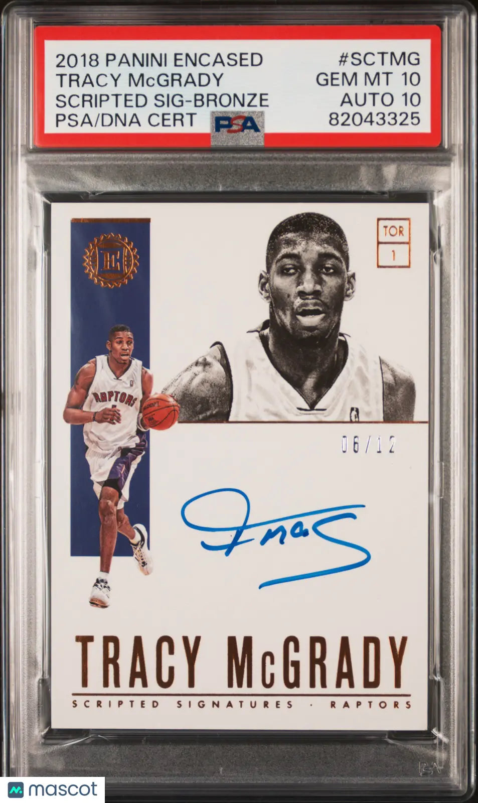 2018 Panini Encased Scripted Signatures Tracy Mcgrady Bronze /12 PSA 10 Auto 10 