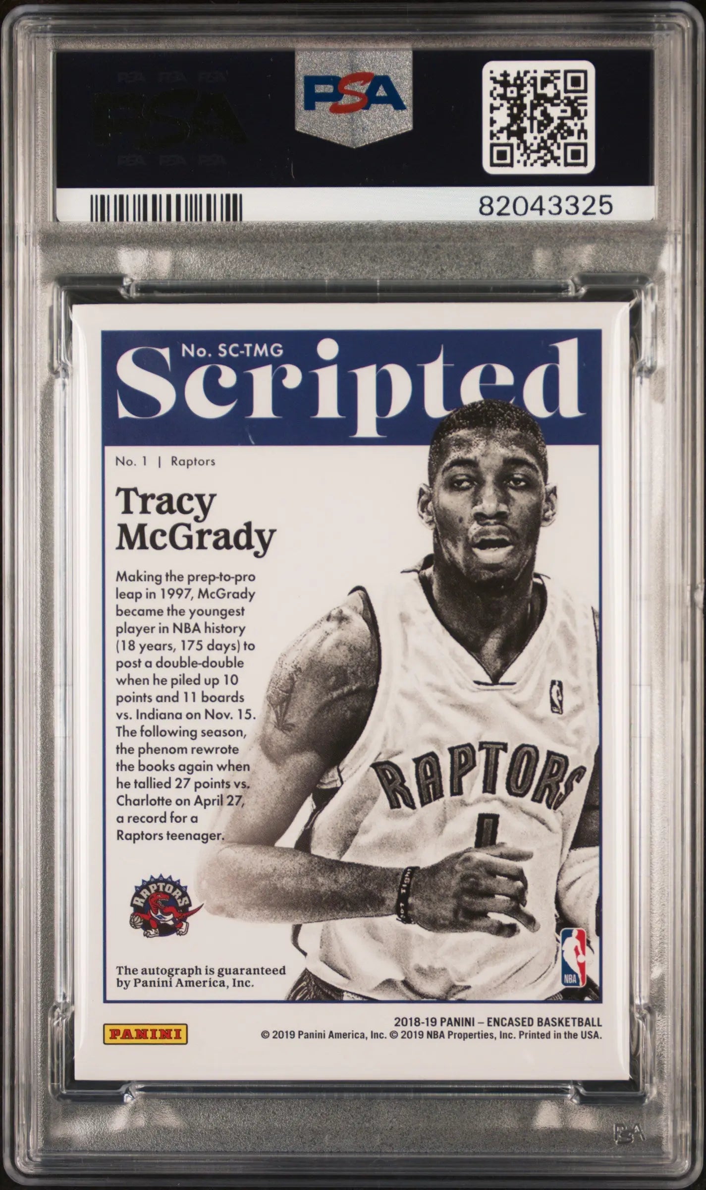 2018 Panini Encased Scripted Signatures Tracy Mcgrady Bronze /12 PSA 10 Auto 10 