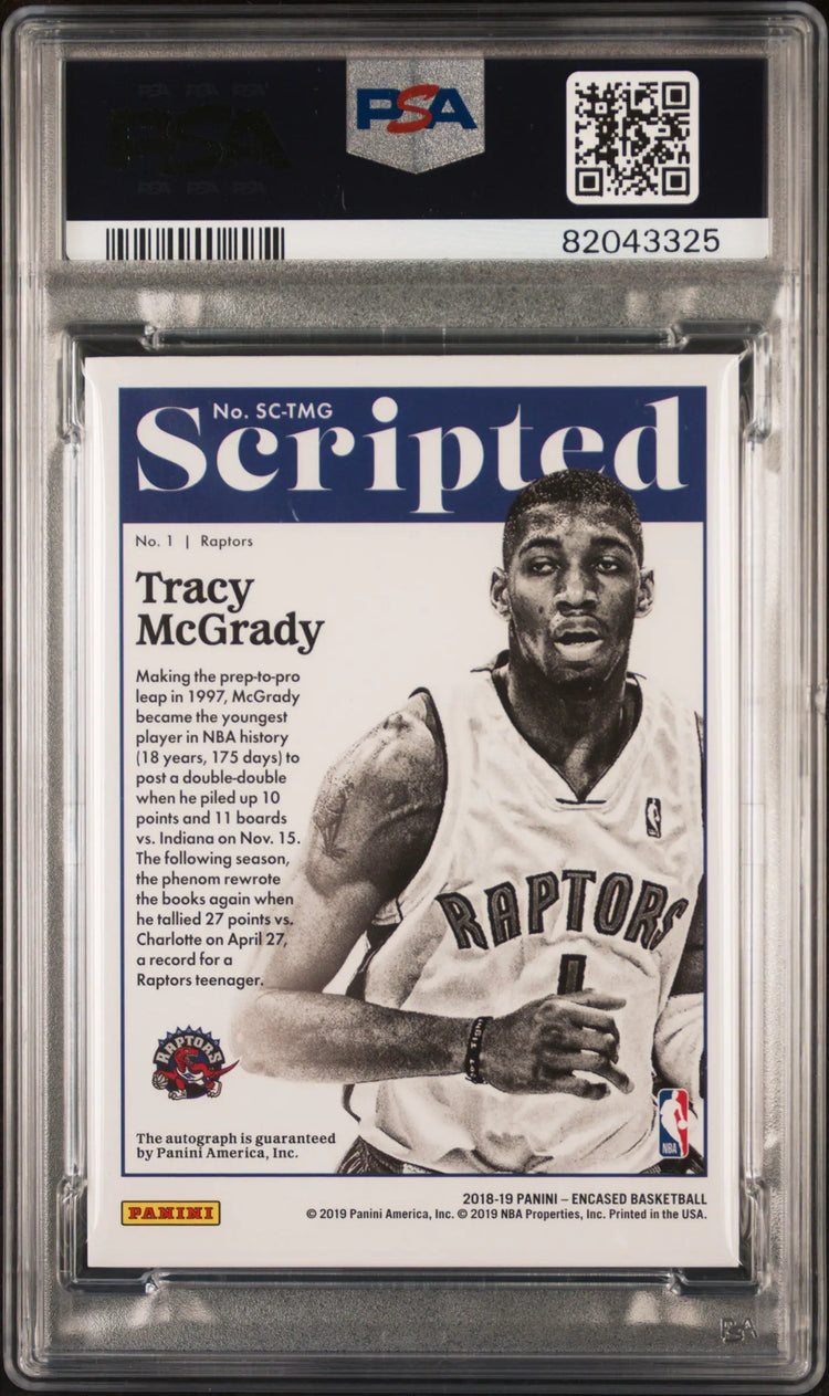 2018 Panini Encased Scripted Signatures Tracy Mcgrady Bronze /12 PSA 10 Auto 10 