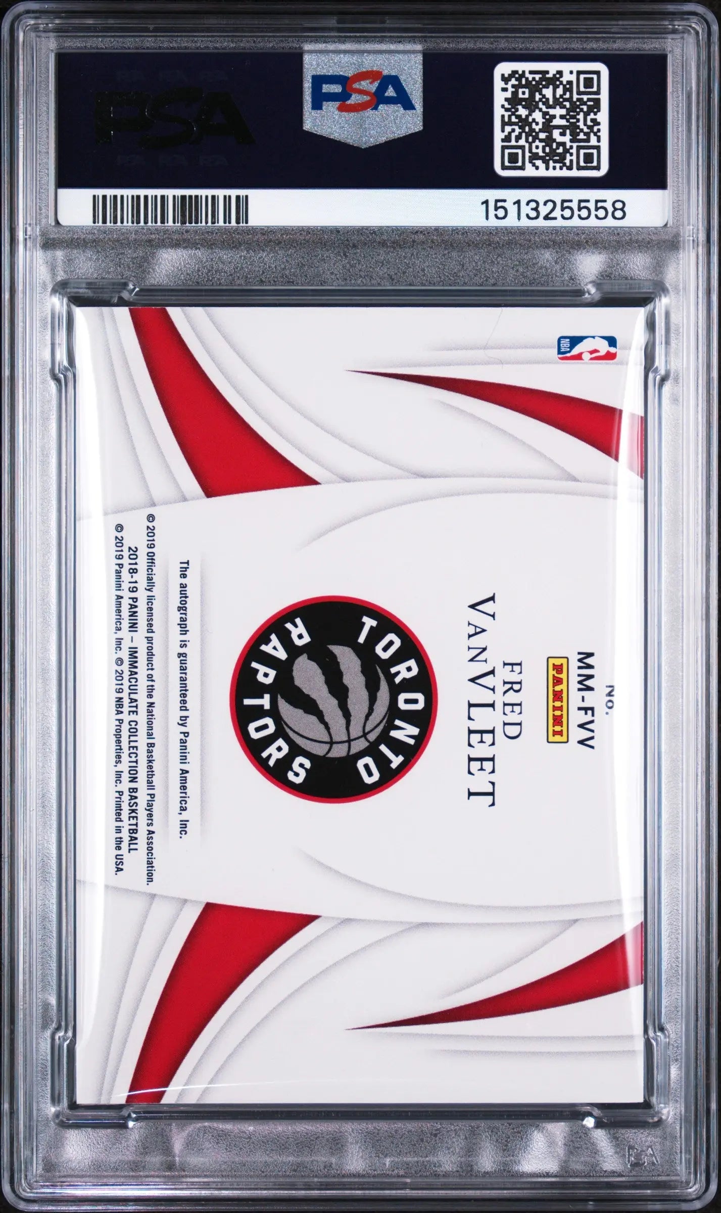 2018 Panini Immaculate Modern Marks Autograph Fred Vanvleet Auto /99 PSA 9 