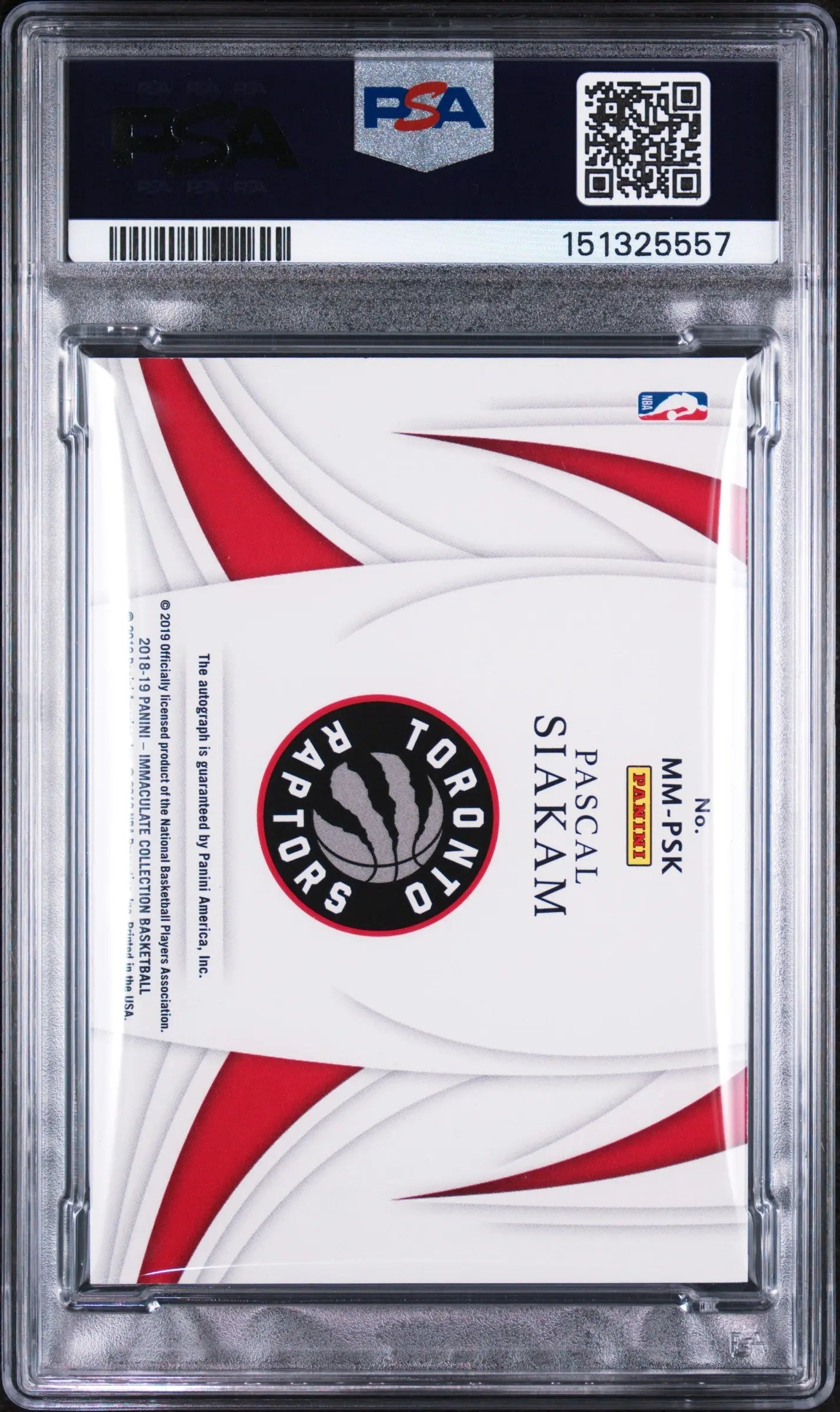 2018 Panini Immaculate Modern Marks Autograph Pascal Siakam Blue Auto /49 PSA 8 