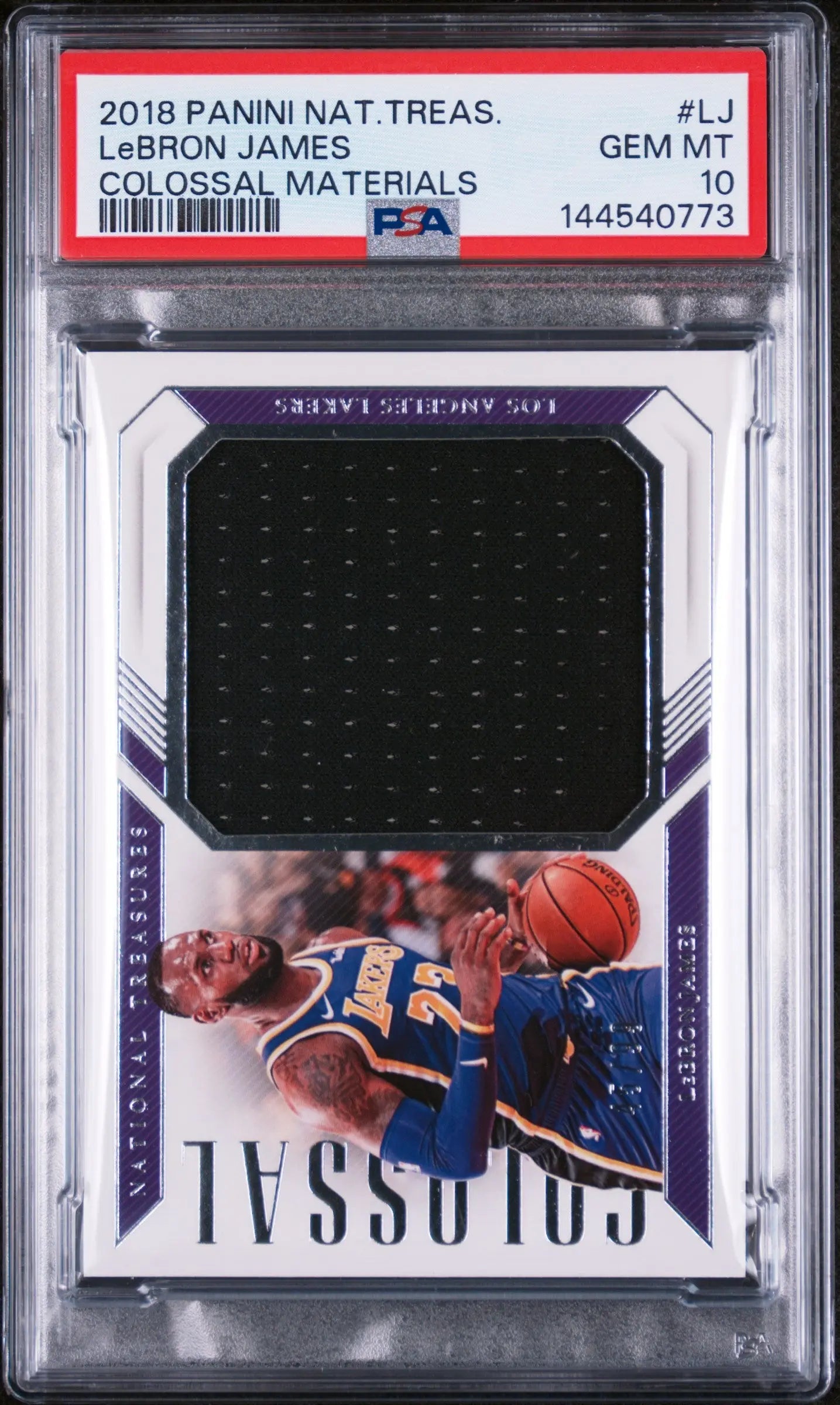 2018 Panini National Treasures Colossal Materials LeBron James #LJ /99 PSA 10 