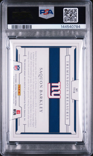 2018 Panini National Treasures Tremendous Treasures RC Saquon Barkley /99 PSA 8 