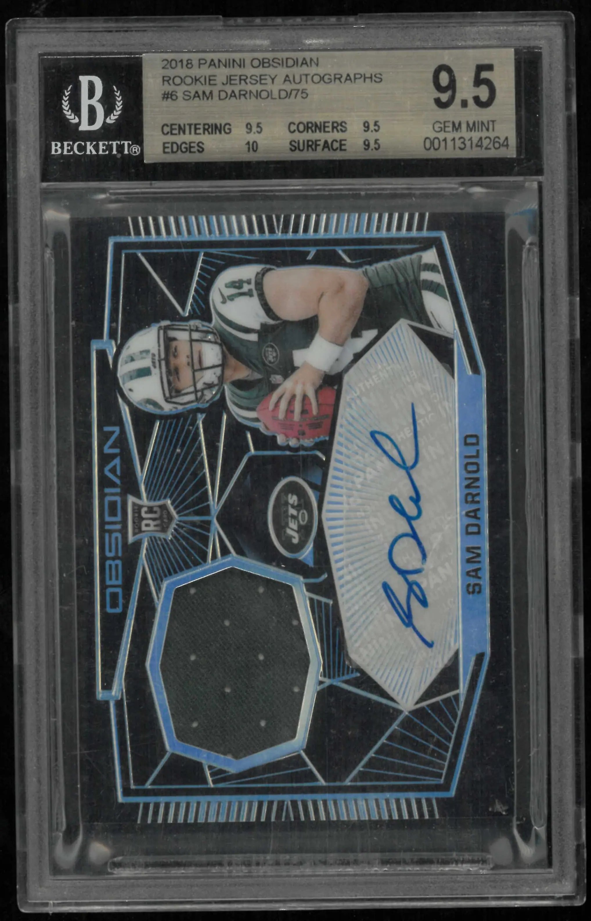 2018 Panini Obsidian Rookie Patch Autograph Sam Darnold Auto /75 RC BGS 9.5 