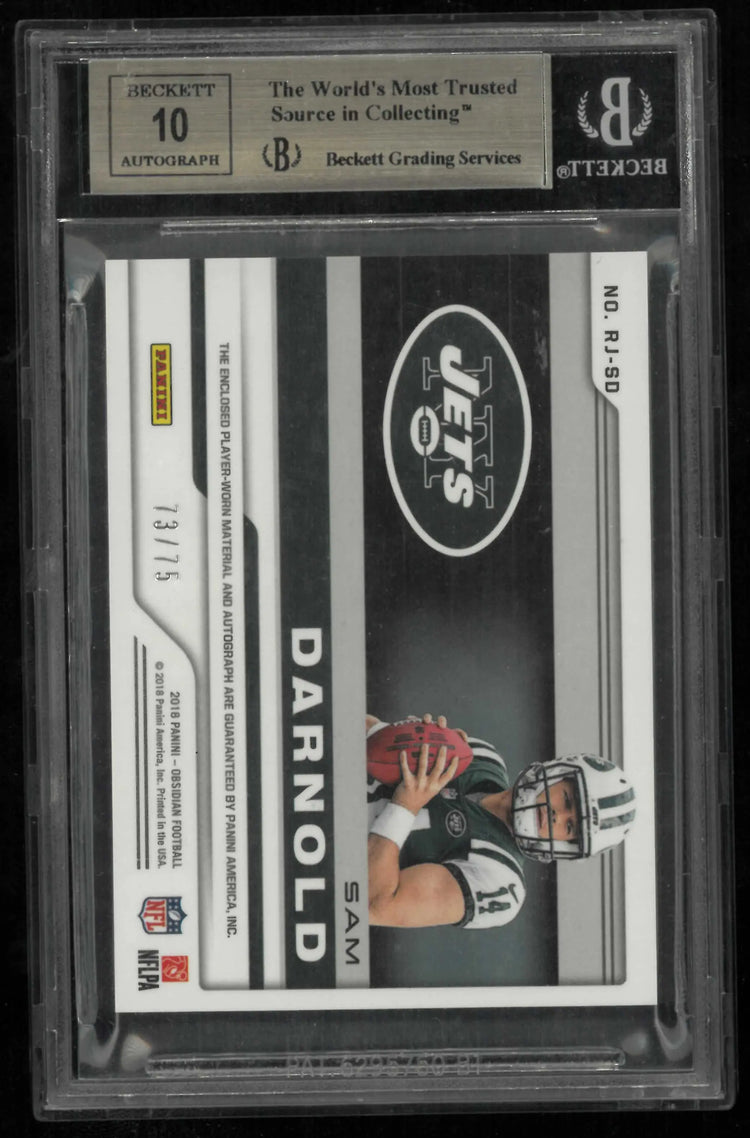 2018 Panini Obsidian Rookie Patch Autograph Sam Darnold Auto /75 RC BGS 9.5 