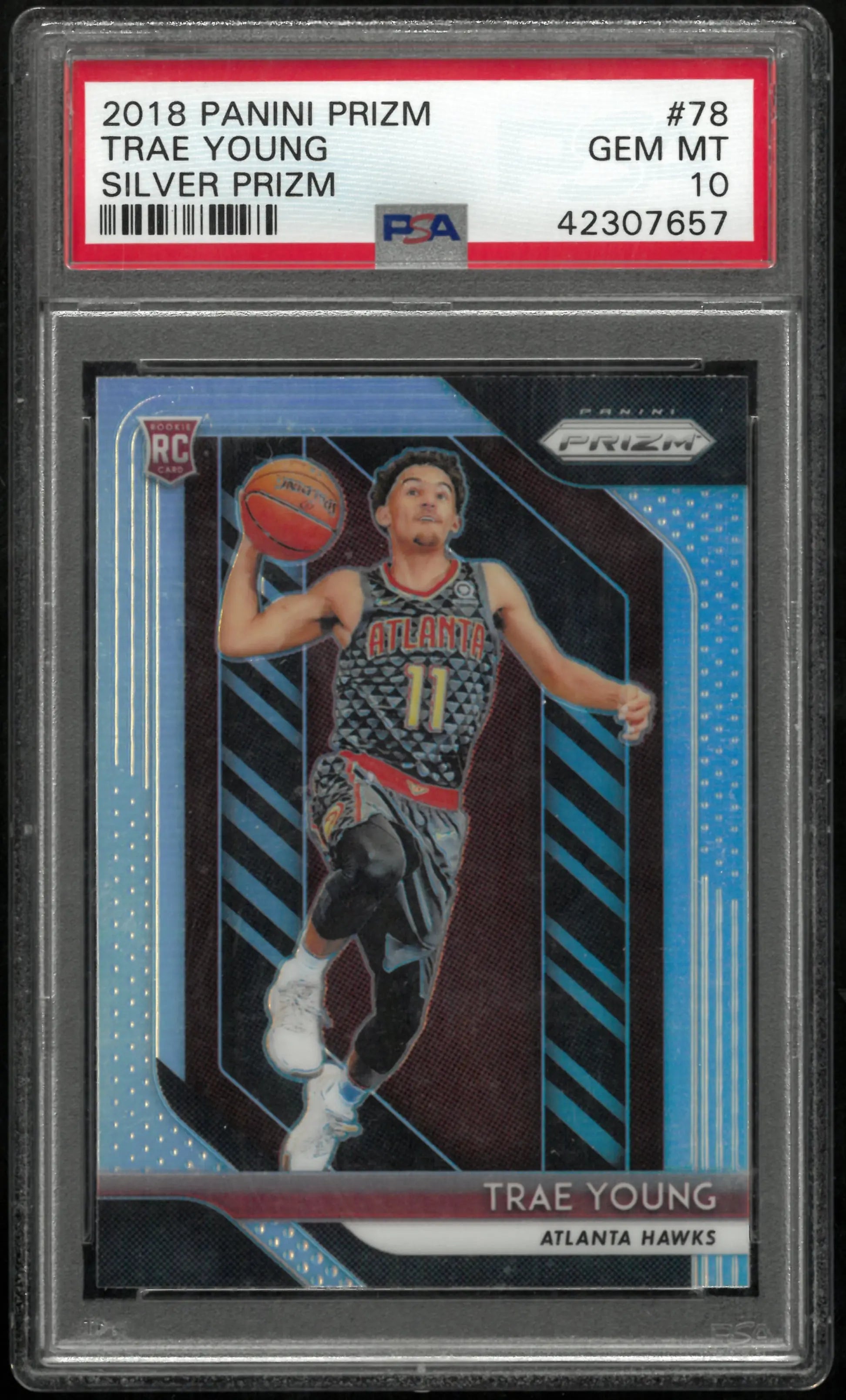 2018 Panini Prizm Basketball Trae Young RC Rookie Silver Prizm PSA 10 