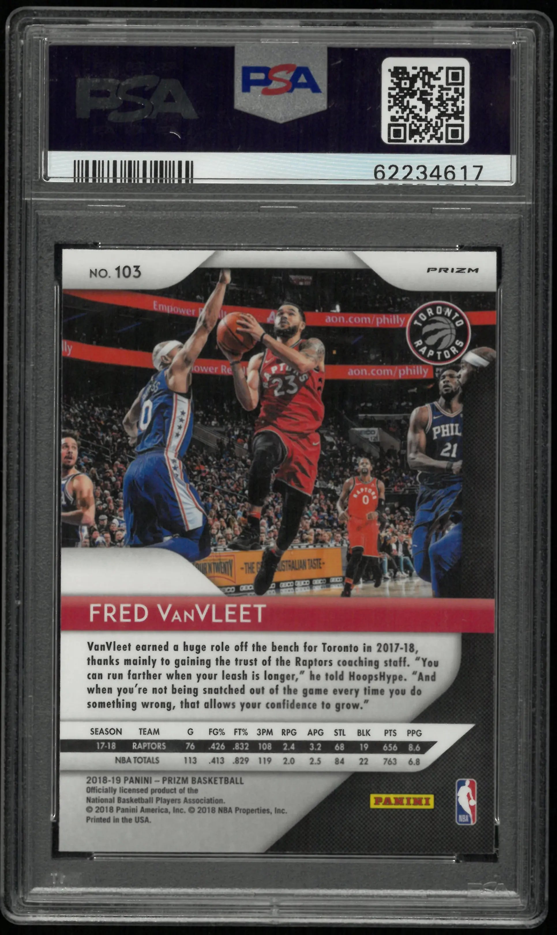2018 Panini Prizm Fred Vanvleet #103 Silver PSA 10 