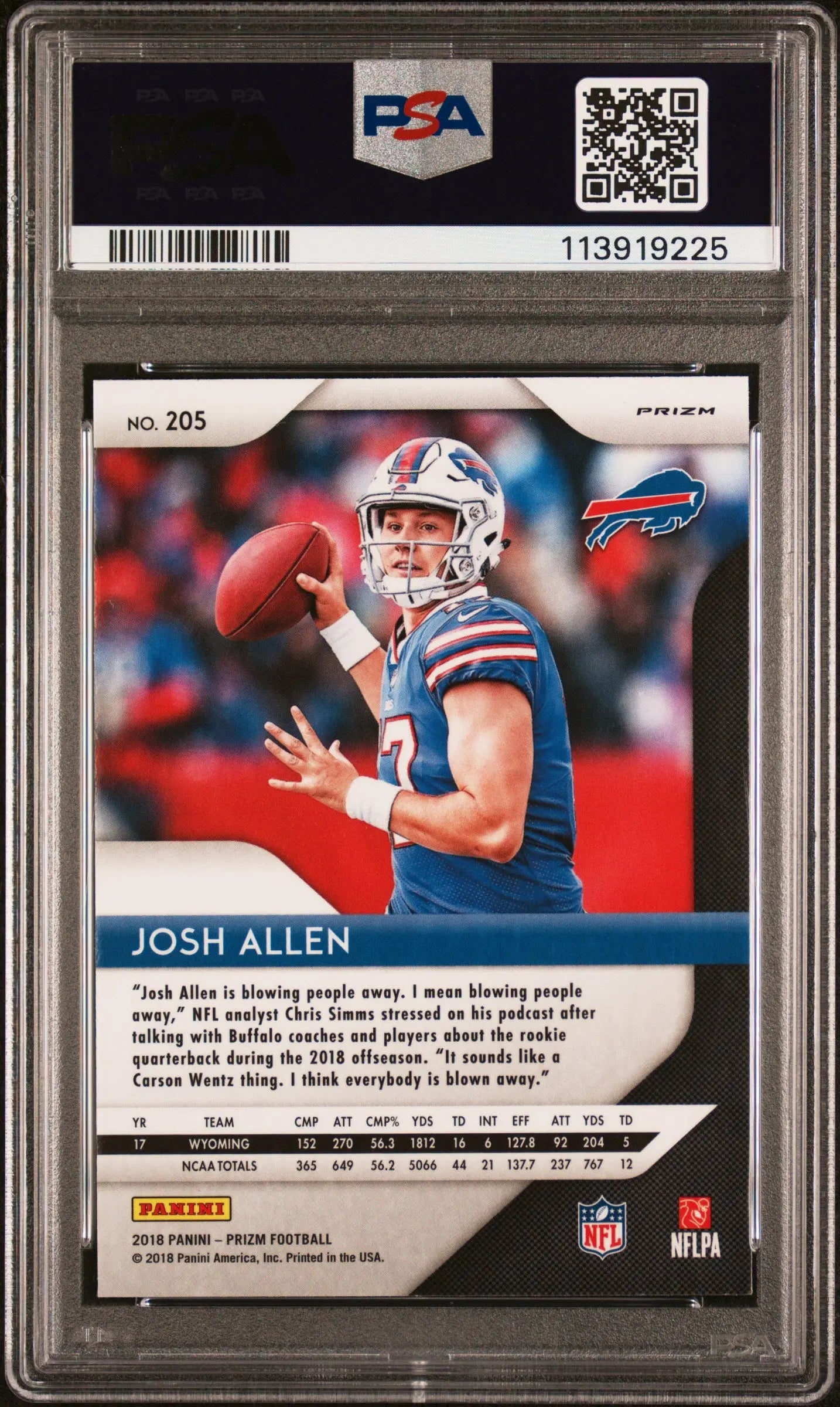 2018 Panini Prizm Josh Allen RC Rookie Red White Blue Prizm Auto PSA 10 Auto 8 