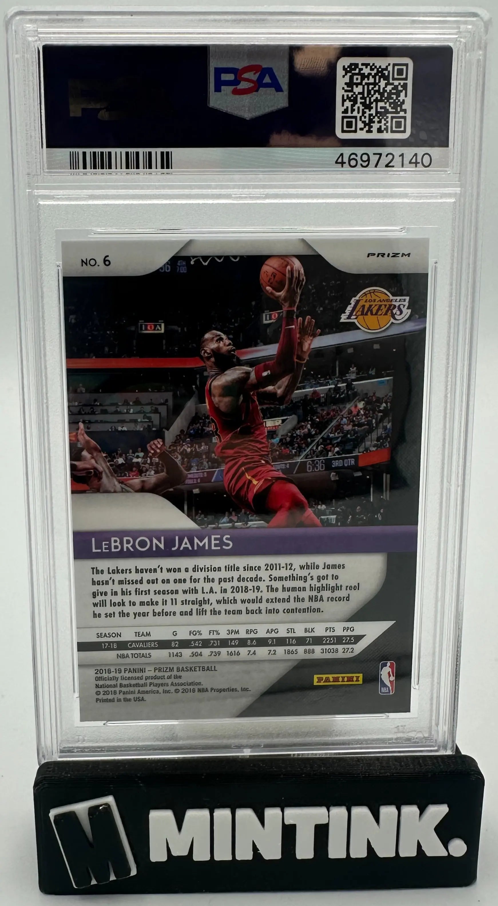 2018 Panini Prizm LeBron James Silver PSA 9 