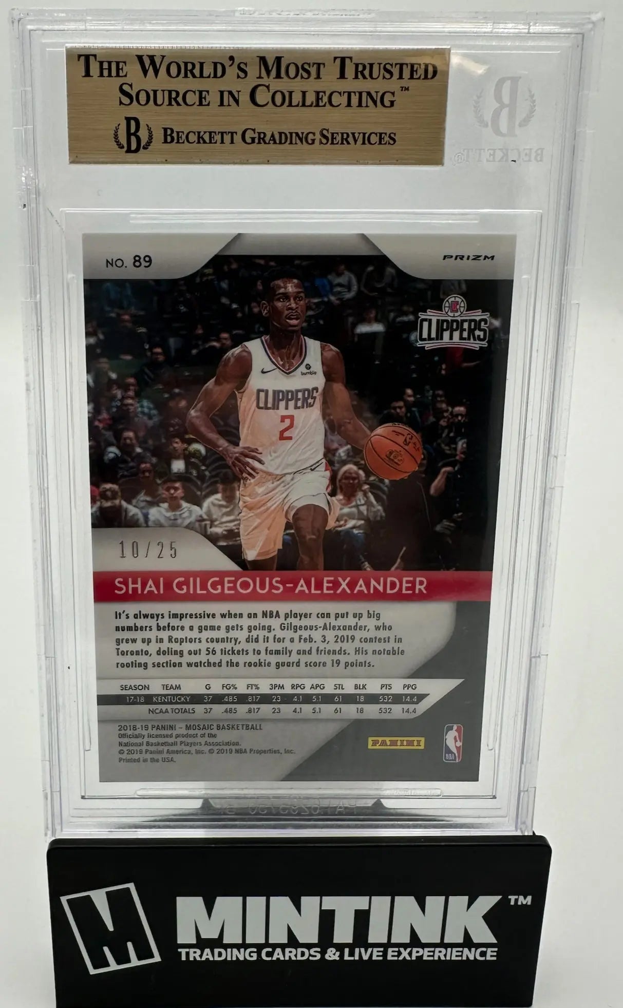 2018 Panini Prizm Rookie Shai Gilgeous-Alexander Camo RC BGS 9.5 