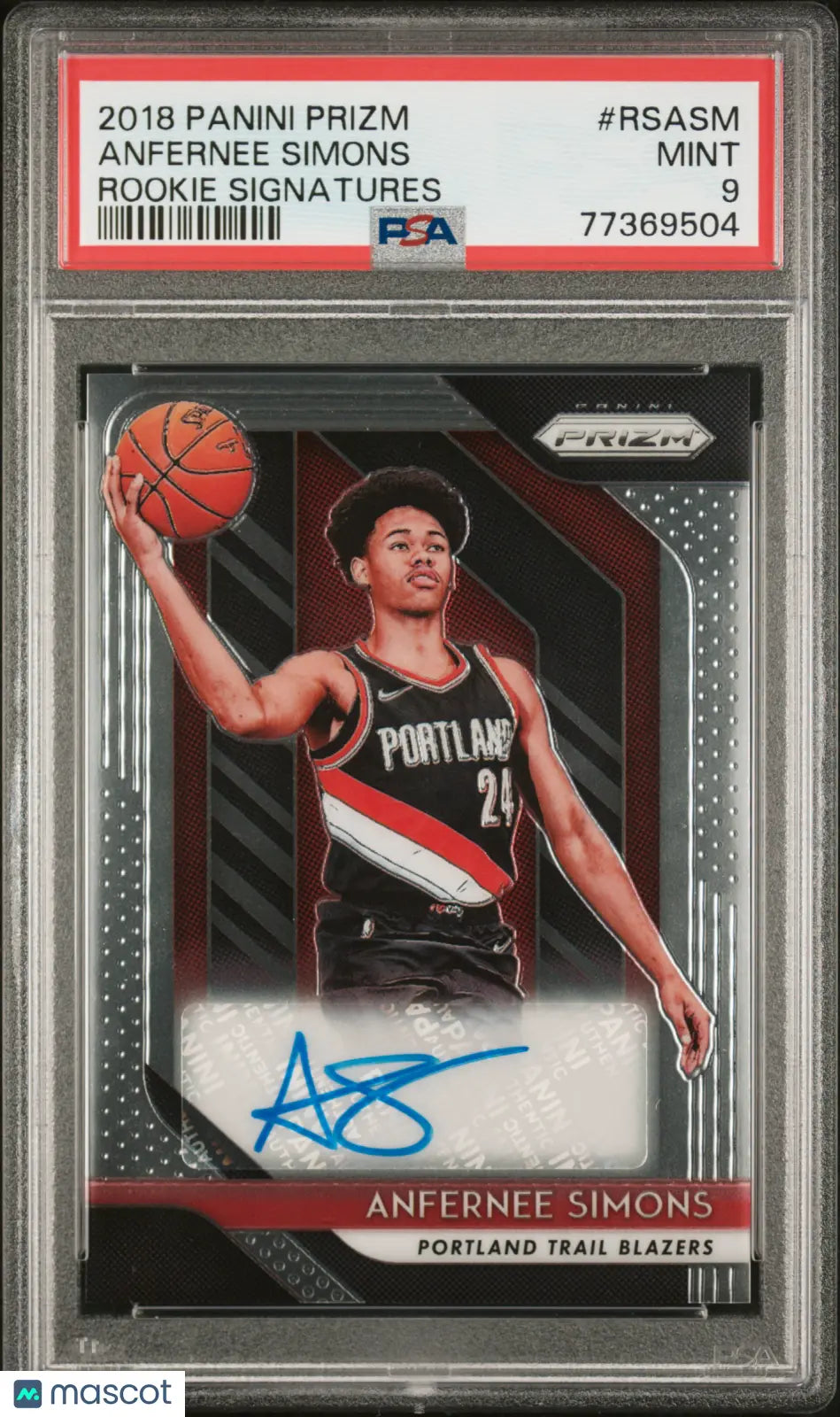 2018 Panini Prizm Rookie Signatures Auto Anfernee Simons PSA 9 