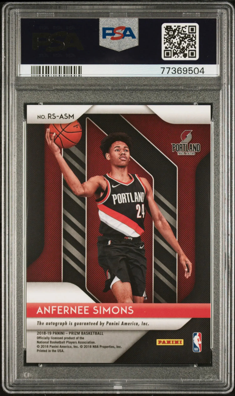 2018 Panini Prizm Rookie Signatures Auto Anfernee Simons PSA 9 