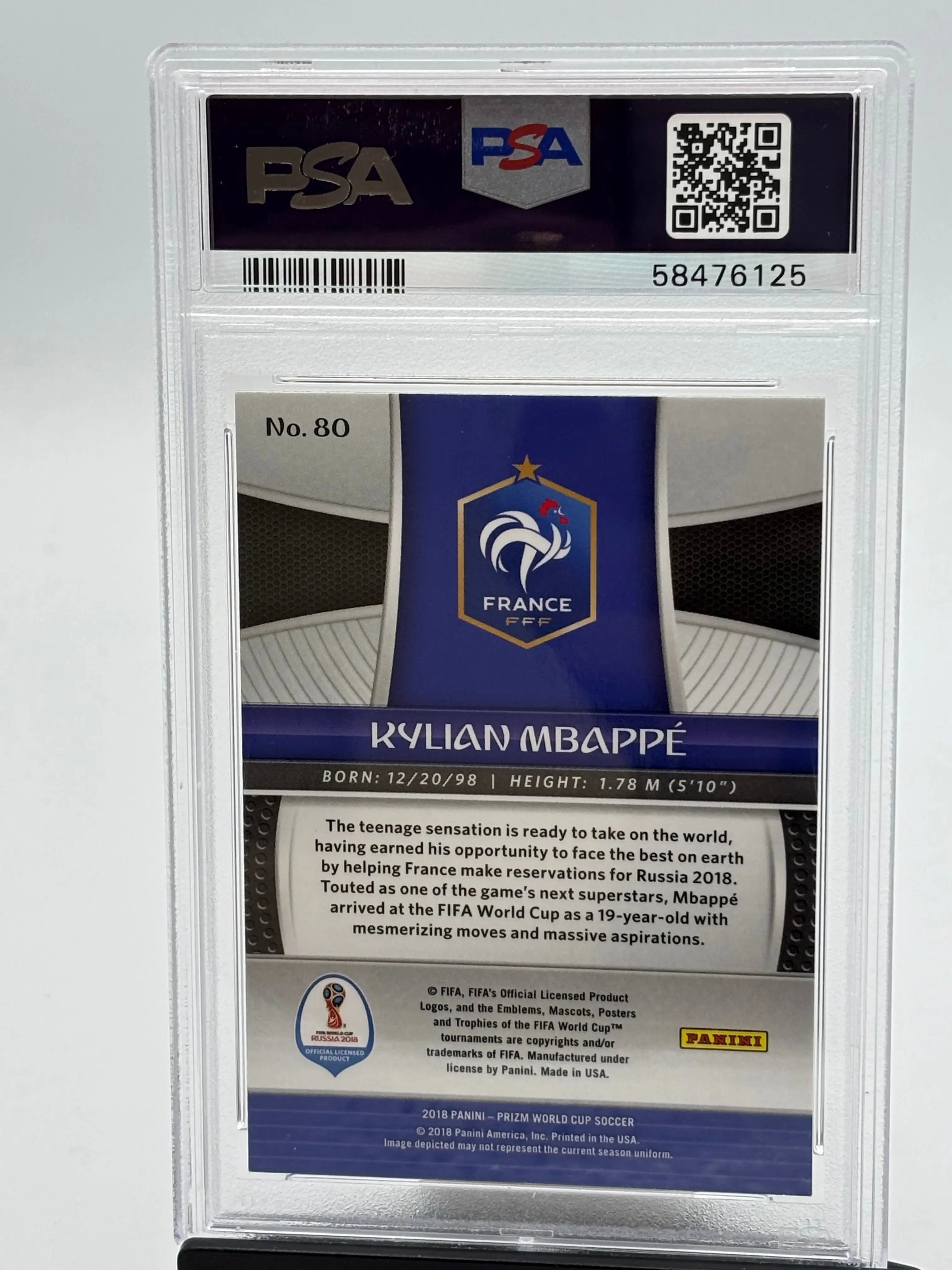 2018 Panini Prizm World Cup Kylian Mbappe PSA 9 